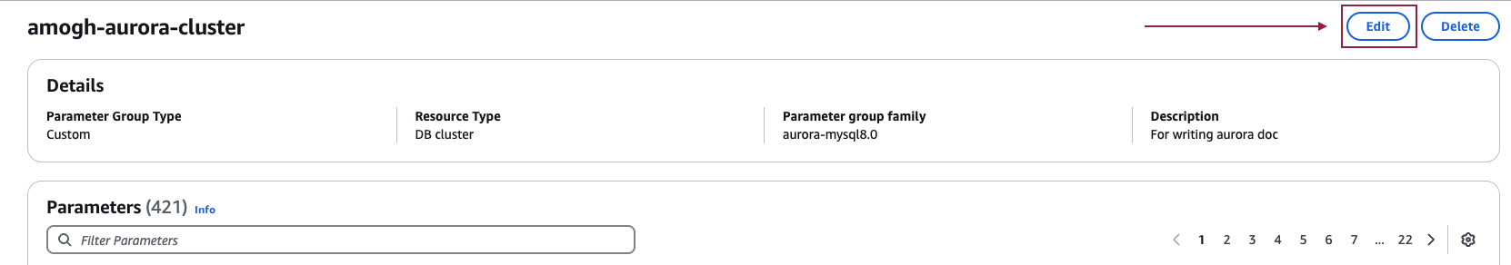 Редактирование группы парамет�ров